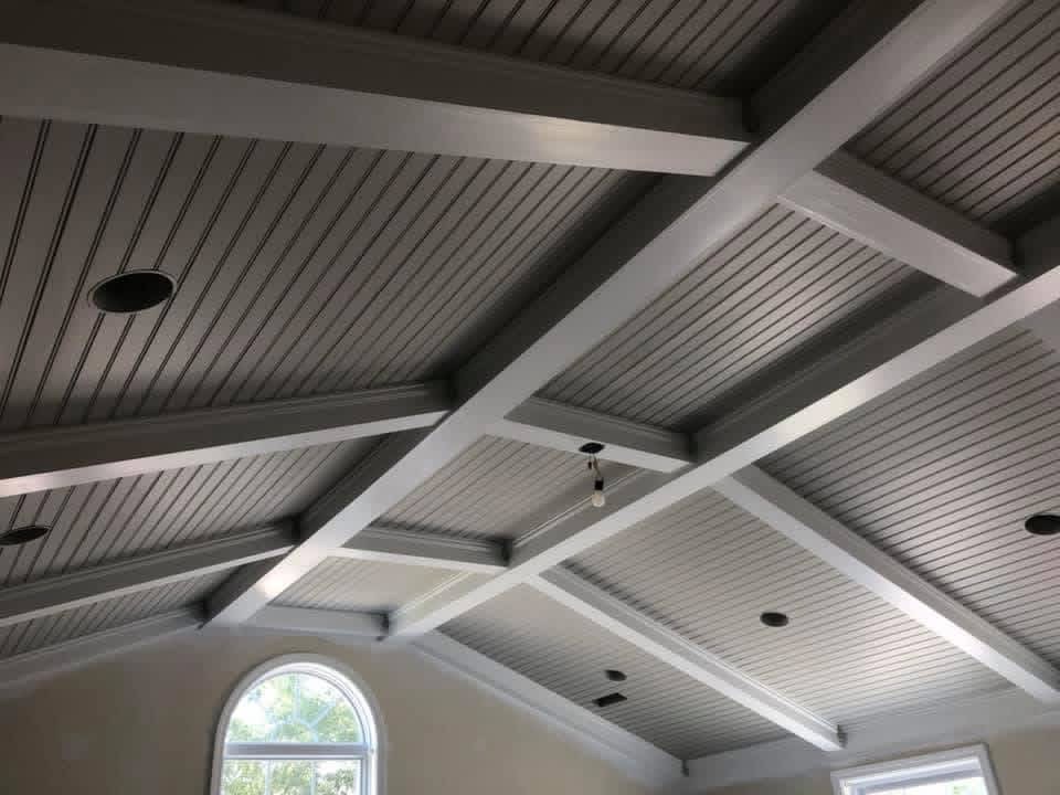 Finished detailed coffered ceiling